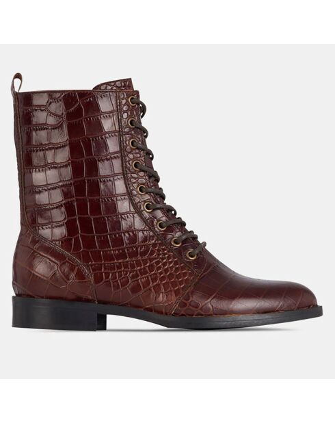 Bottines en Cuir croco marron