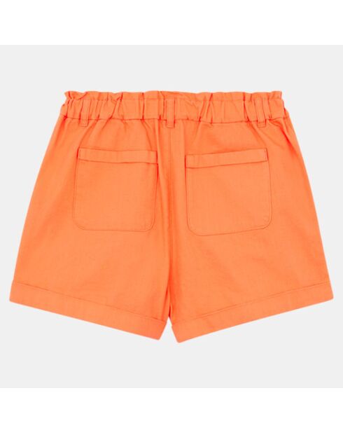 Oranje katoenen shorts met hoge taille en maanachtige pasvorm