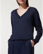 Pull droit en Lin & Coton Maelis bleu marine