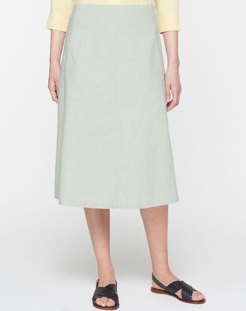 Jupe en Lin & Coton Milou évasée vert moyen