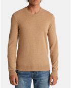 Pull 100% Cachemire Machve col V beige