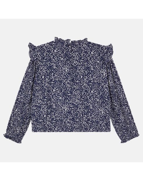 Blouse à volants Dim imprimé floral bleu marine