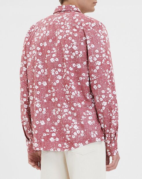 Camicia dritta floreale bordeaux Kifloral
