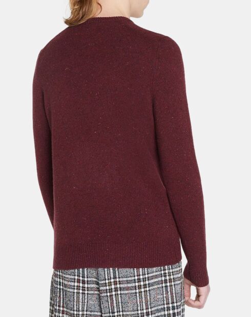 Pull en Cachemire & Laine Meps col rond bordeaux chiné