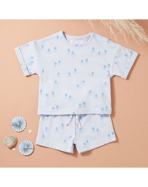 Set T-shirt e pantaloncini in cotone blu Setaro