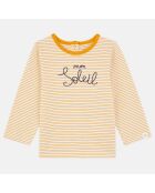T-Shirt en Coton bio Nikola marinière écru/orange