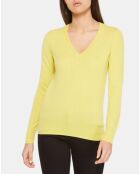 Pull 100% Cachemire Yocon col V jaune