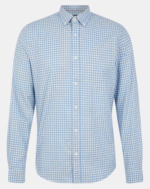 Chemise droite 100% Coton Bio Kivichy à imprimé vichy bleu clair