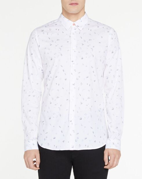 Chemise Slim Fit imprimé fantaisie blanche