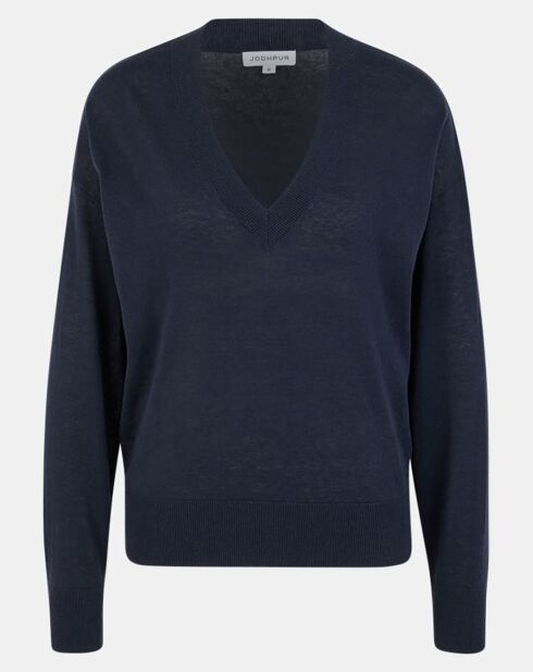 Pull droit en Lin & Coton Maelis bleu marine