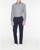 Chemise Slim Fit imprimé palmier blanc/bleu