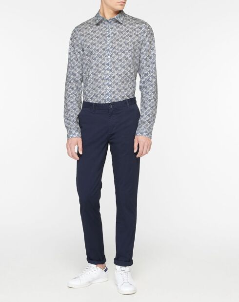 Chemise Slim Fit imprimé palmier blanc/bleu
