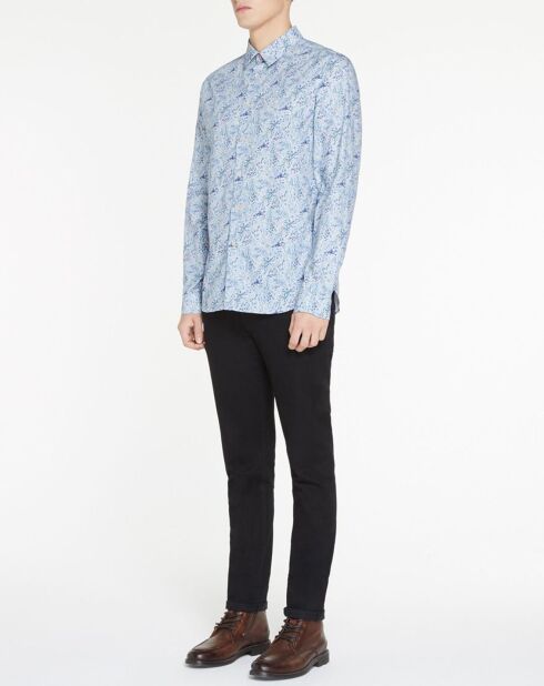 Chemise Slim Fit à fleurs bleu clair