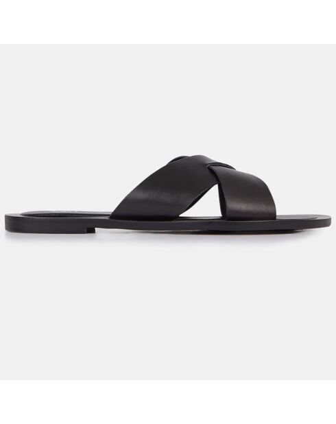 Mules en Cuir brides croisées noires