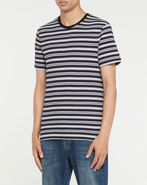 T-Shirt 100% Coton Bio Stripes à rayures  bleu marine