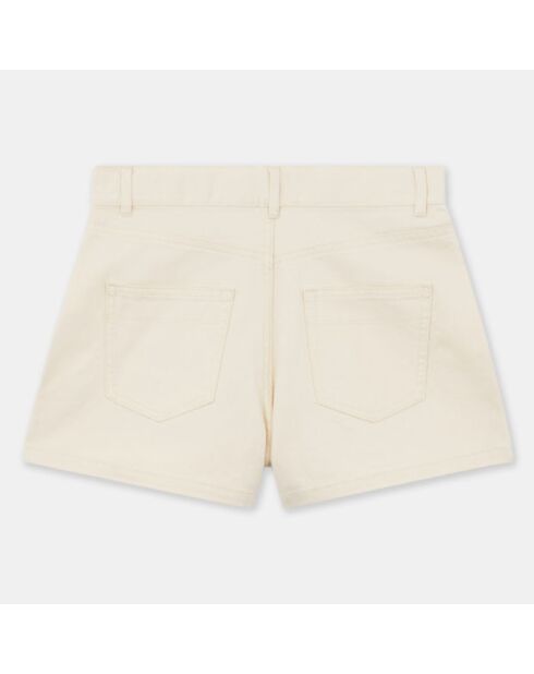 Short en Coton Moona taille haute écru