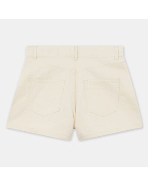 Short en Coton Moona taille haute écru