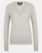 Pull 100% Cachemire Yocon col V gris clair