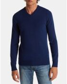 Pull 100% Cachemire Machve col V bleu marine