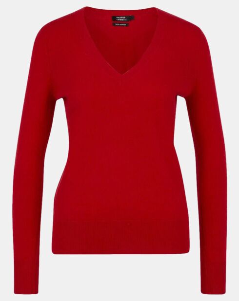 Pull 100% Cachemire Zocon col V rouge