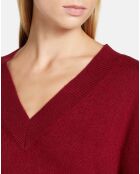 Pull 100% Cachemire Zoé col V profond rouge foncé