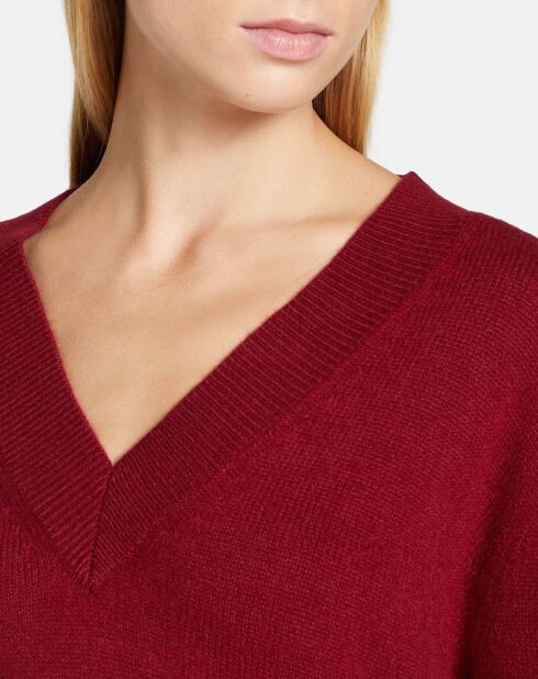 Pull 100% Cachemire Zoé col V profond rouge foncé