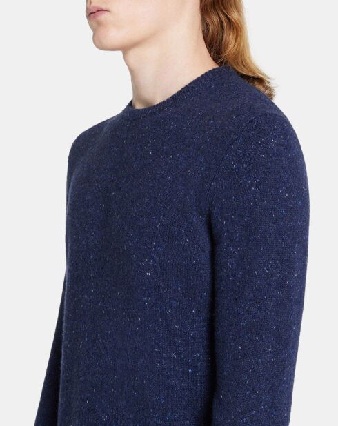 Pull en Cachemire & Laine Meps col rond bleu marine