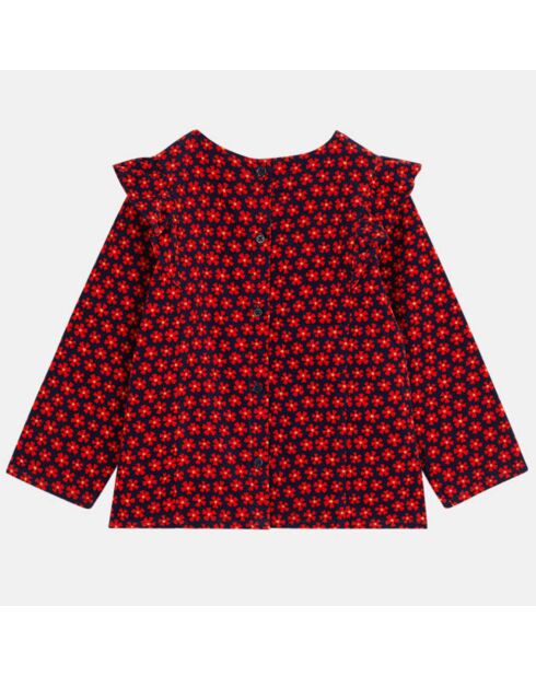 Blouse en Velours côtelé Cupa imprimé floral rouge