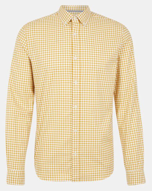 Chemise droite 100% Coton Bio  Kivichy à imprimé vichy jaune