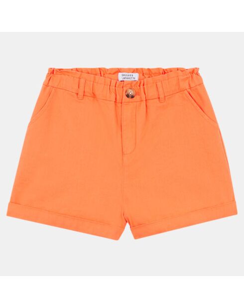 Oranje katoenen shorts met hoge taille en maanachtige pasvorm