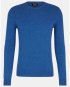 Pull 100% Cachemire Machron col rond bleu