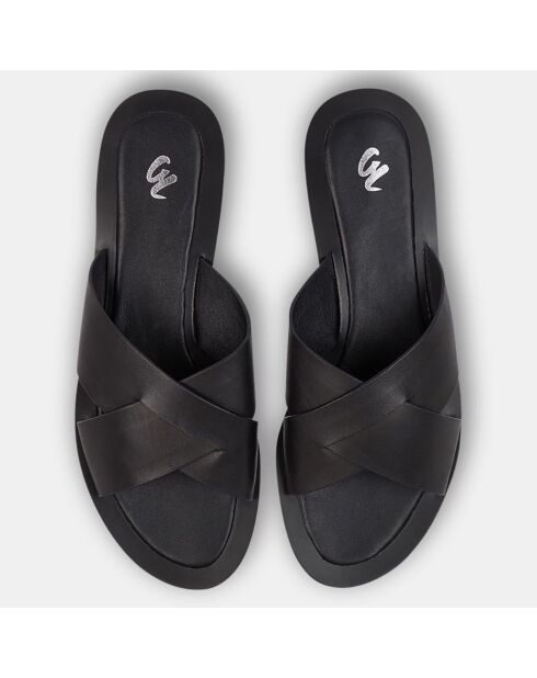 Mules en Cuir brides croisées noires