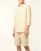 Chemise droite 100% Coton Bio  Kitropical imprimée jaune