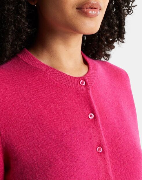 Cardigan 100% Cachemire Zacao col rond rose