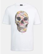 T-Shirt 100% Coton Bio tête de mort blanc