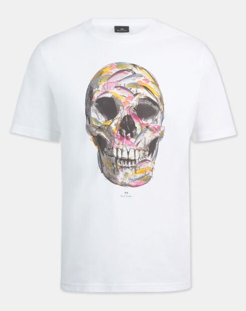 T-Shirt 100% Coton Bio tête de mort blanc