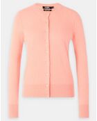 Cardigan 100% Cachemire Yacao col rond rose saumon