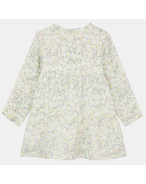 Robe évasée Selena en Gaze de Coton imprimé floral verte