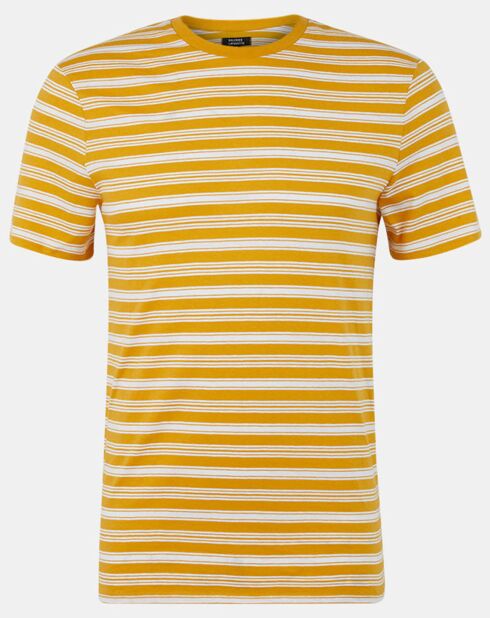 T-shirt a righe in cotone biologico al 100% con strisce gialle