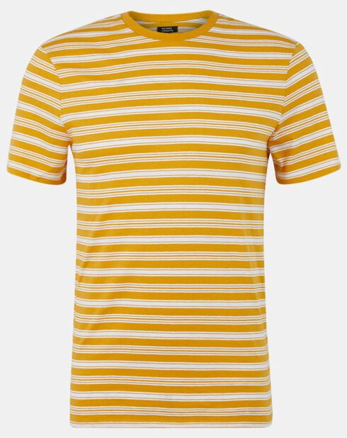 T-Shirt 100% Coton Bio Stripes à rayures jaune