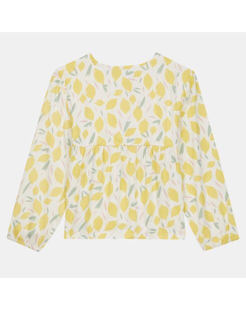 Blouse droit Roxane imprimé citrons jaune