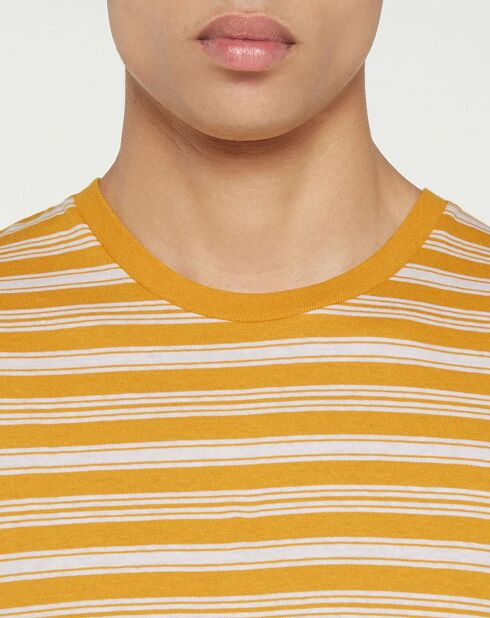 T-shirt a righe in cotone biologico al 100% con strisce gialle