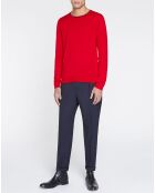Pull en Laine Mérinos mélangée  col contraste corde rouge