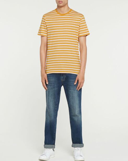 T-shirt a righe in cotone biologico al 100% con strisce gialle