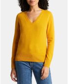 Pull 100% Cachemire Zocon col V jaune