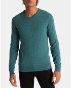 Pull 100% Cachemire Machve col V vert