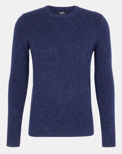 Pull en Cachemire & Laine Meps col rond bleu marine