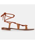Sandales en Velours de Cuir & Cordes camel