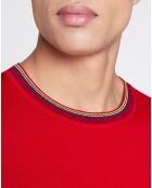 Pull en Laine Mérinos mélangée  col contraste corde rouge