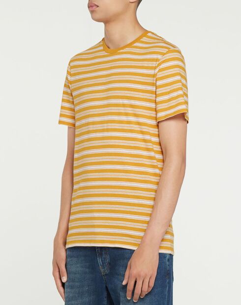 T-shirt a righe in cotone biologico al 100% con strisce gialle